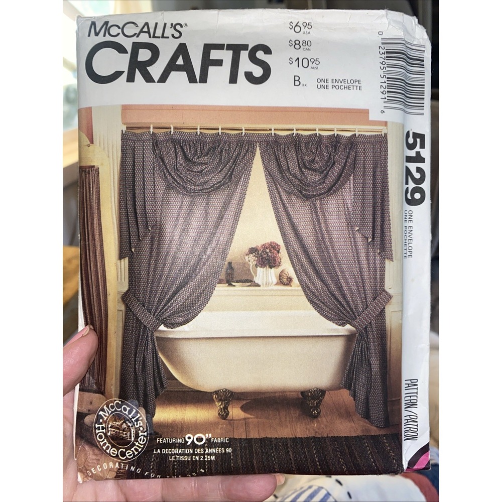 Uncut Vintage 1990 McCalls Crafts 5129 Sewing Pattern Curtains Window Shower